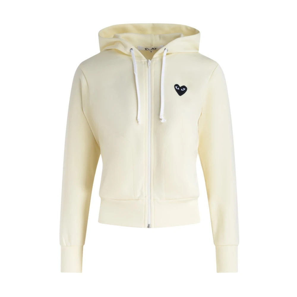 Comme des Garçons Play Hart Hoodie Ivoor Rits Polyester Beige Dames