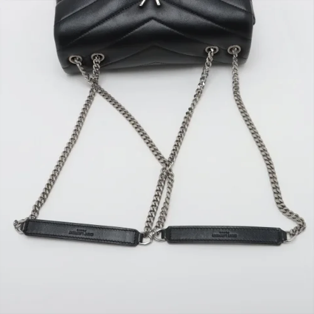 Yves Saint Laurent Vintage Pre-owned Loulou Small Chevron Quilted Leather 2-Ways Envelope Bag Black Dames