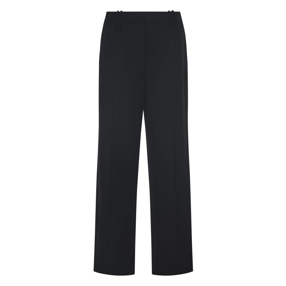 Ganni Relaxed Plooibroek in Licht Twill Black Dames