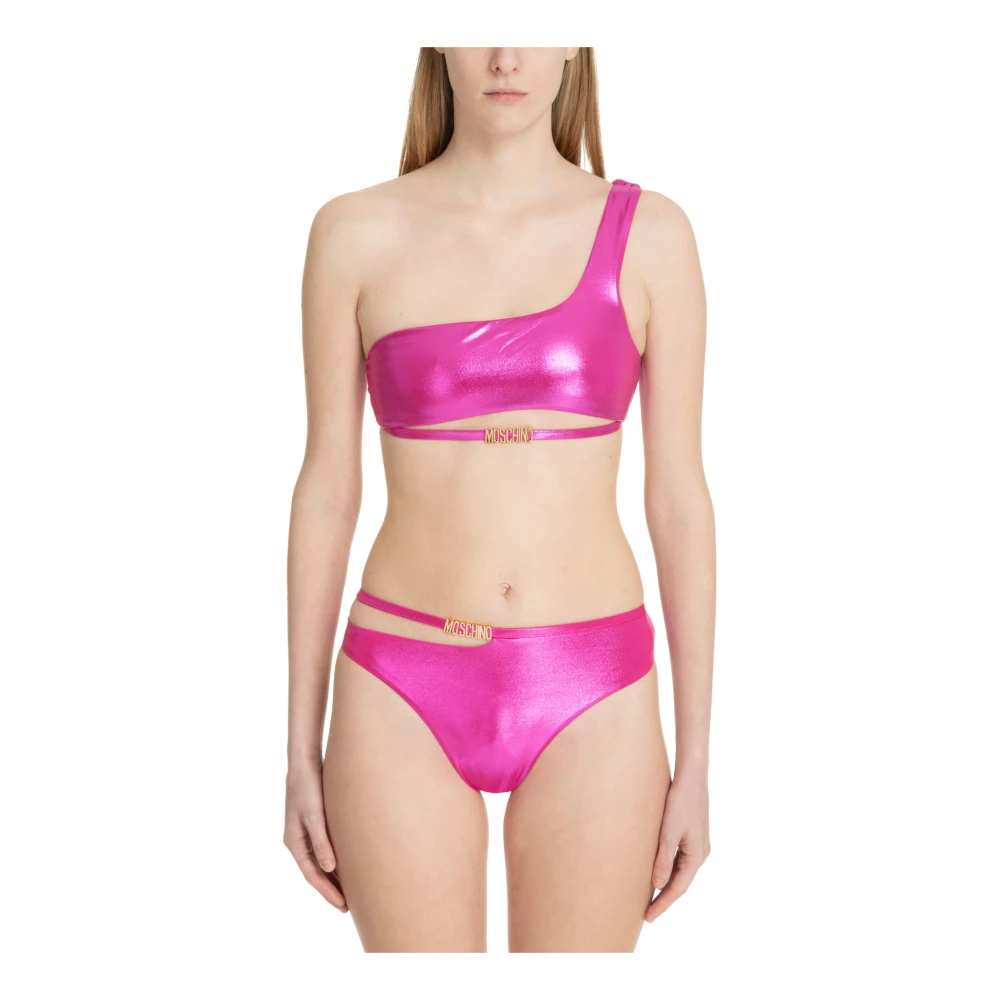 Moschino Effen Logo Bikini Top Pink Dames