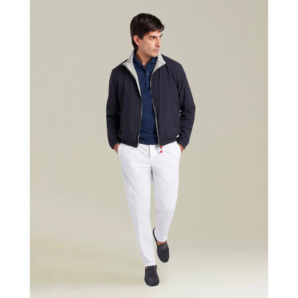 Kiton Omkeerbare Bomberjack Marine Grijs Blue Heren