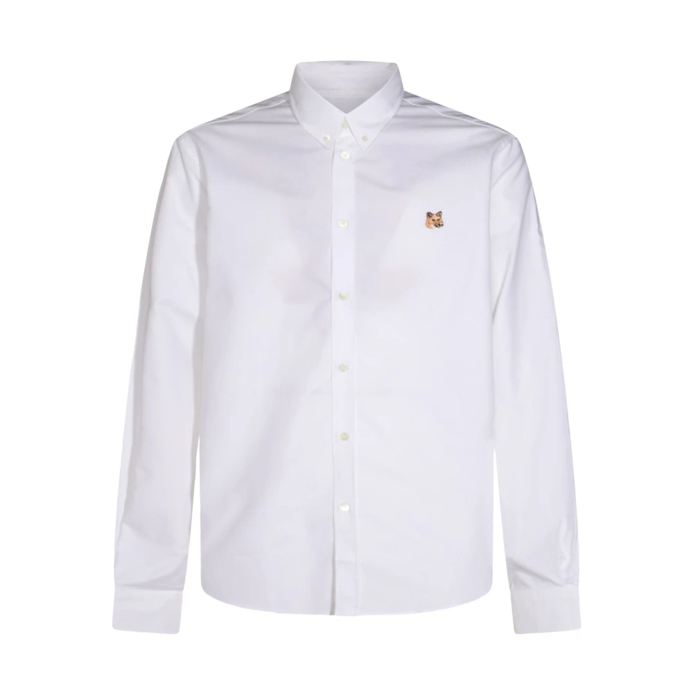 Maison Kitsuné Wit Katoenen Overhemd met Logopatch White Heren