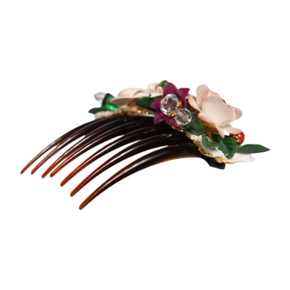Dolce & Gabbana Kristallen Bloemen Haarkam Multicolor Brown Dames