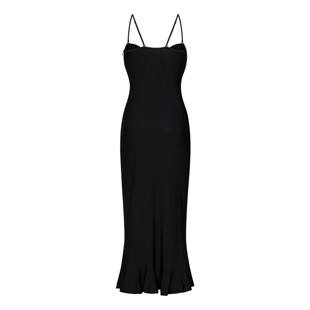Nensi Dojaka Zwarte Uitlopende Midi Jurk Aw24 Black Dames