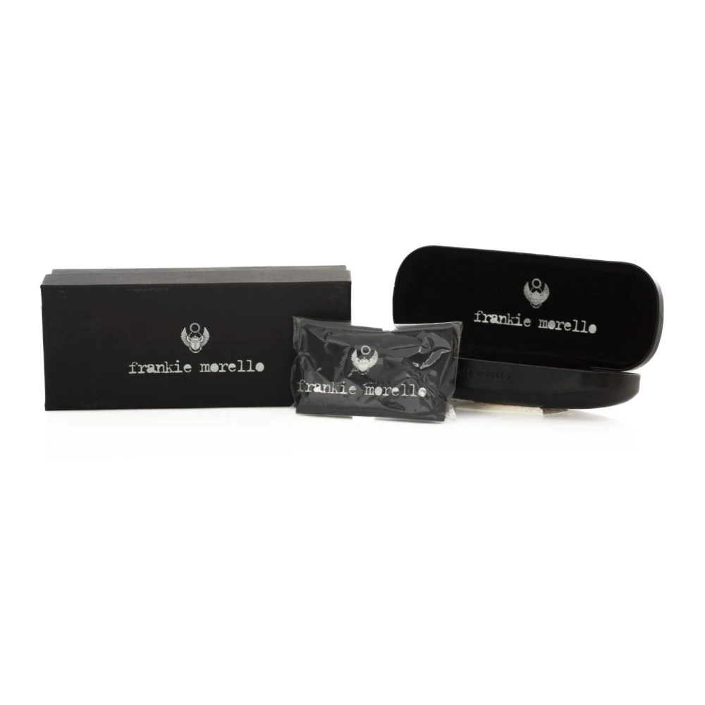 Frankie Morello Zwarte Clubmaster Bril met Metalen Frame Black Unisex