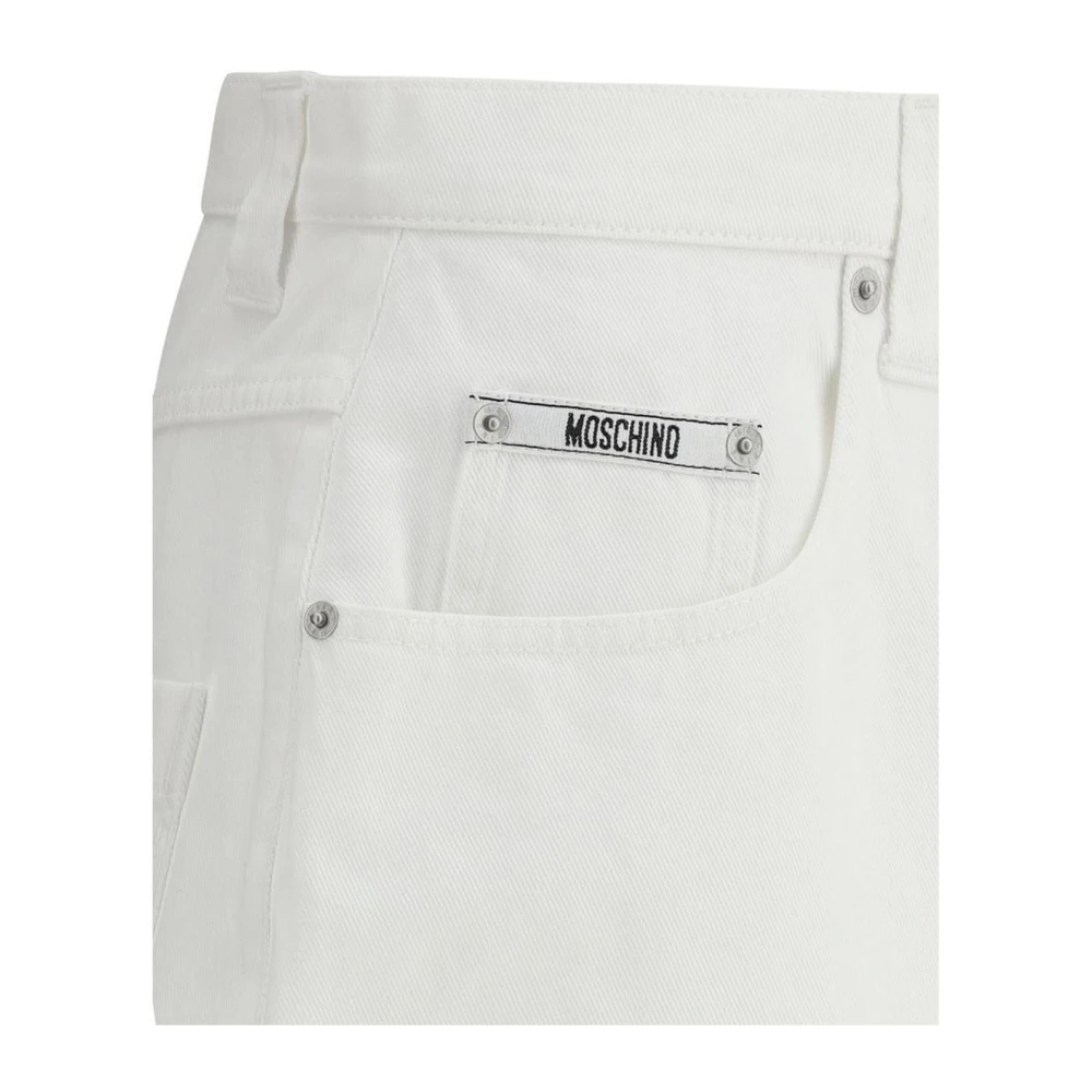 Moschino Baggy Denim Shorts met riemlussen White Heren