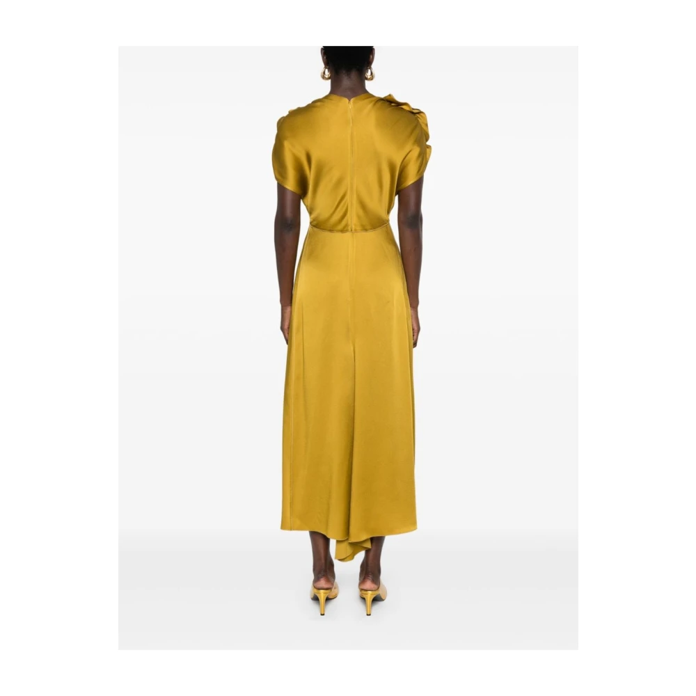 Victoria Beckham Gouden Lange Jurk Yellow Dames