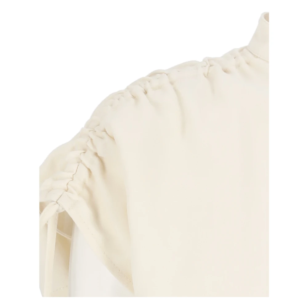Woolrich Ivoor Linnen Shirt Korte Mouwen Beige Dames