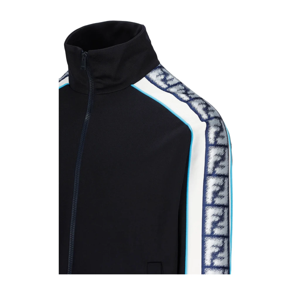 Fendi Logo FF Zip Sweatshirt Blue Heren