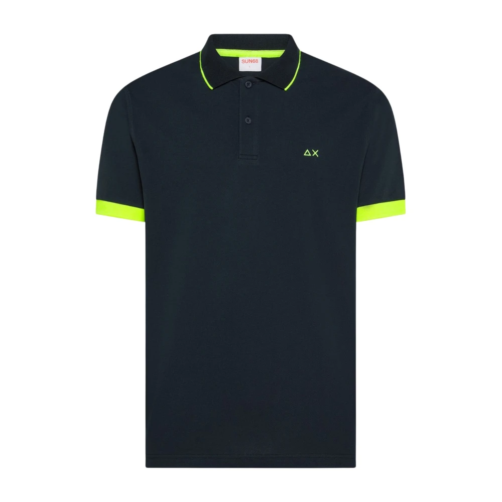 Sun68 Men's Blue Polo Shirts, 2XL, Polo Small Stripe Fluo S/S