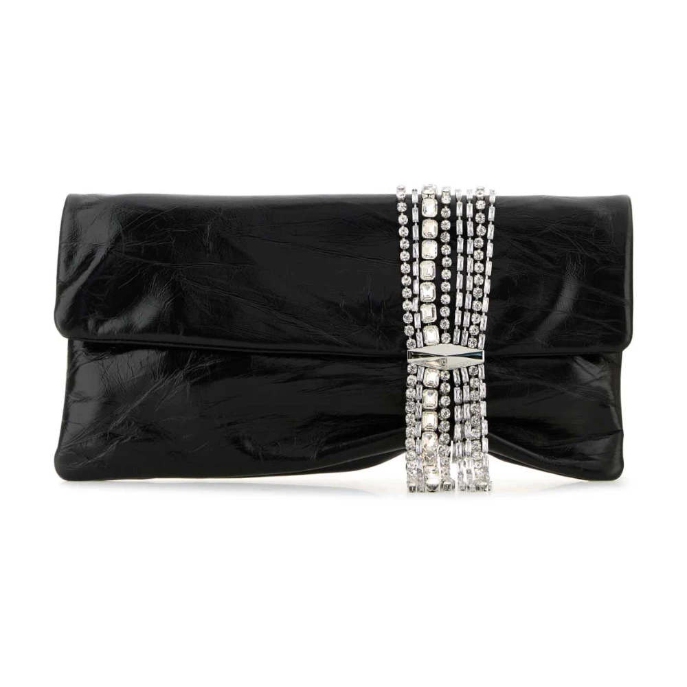 Jimmy Choo Zwarte Leren Clutch Tas Black Dames