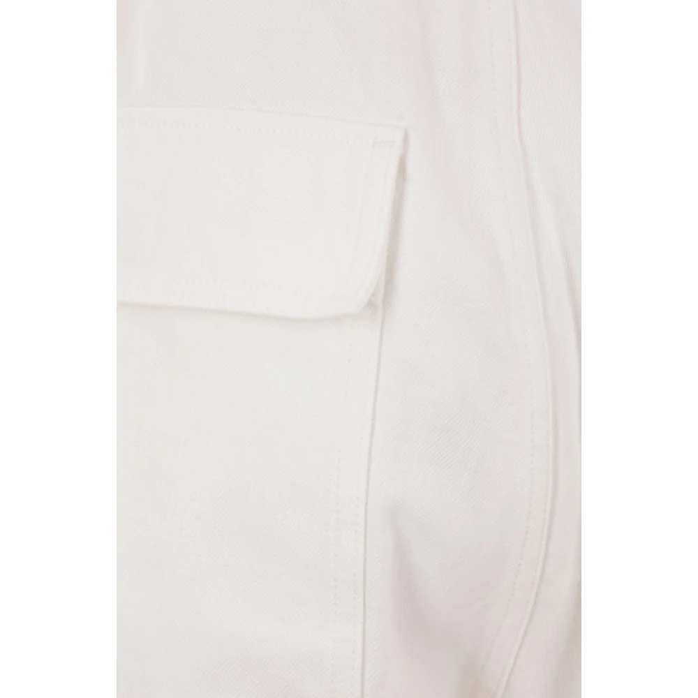 Jil Sander Witte Oversize Jeans met Elastische Tailleband en Kniestiksels White Heren