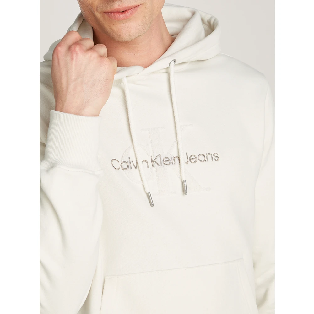Calvin Klein Chenille Hoodie Sweater Ivoor Beige Heren