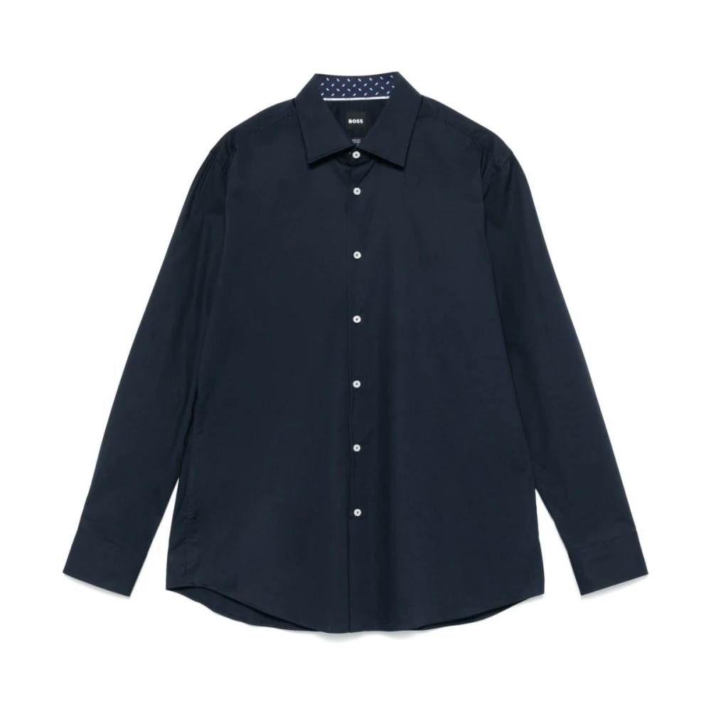 Hugo Boss Blauwe Button-Up Shirt Gekromde Zoom Blue Heren