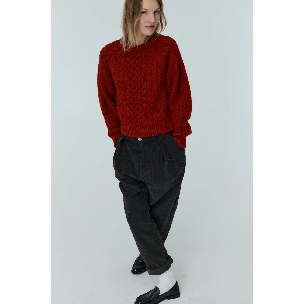 The New Society Corduroy Straight Cut Pants Graphite Black Dames