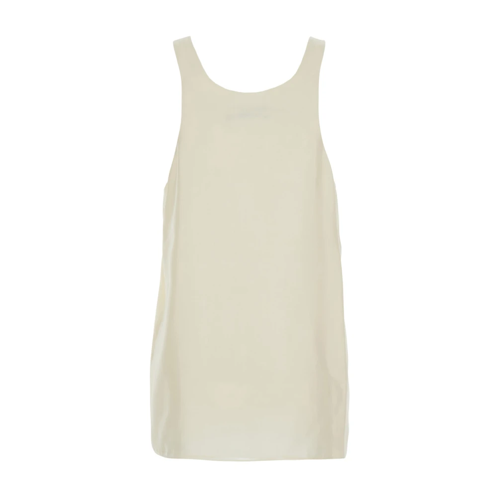 Philosophy di Lorenzo Serafini Beige Zijden Mouwloze Ronde Hals Top Beige Dames