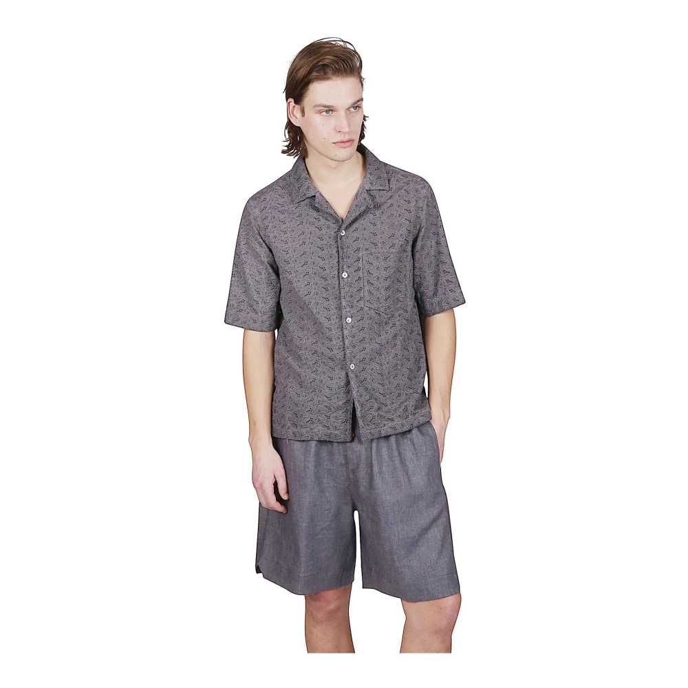 Eleventy Bowling Kraag Katoenen Shirt met Zak Black Heren