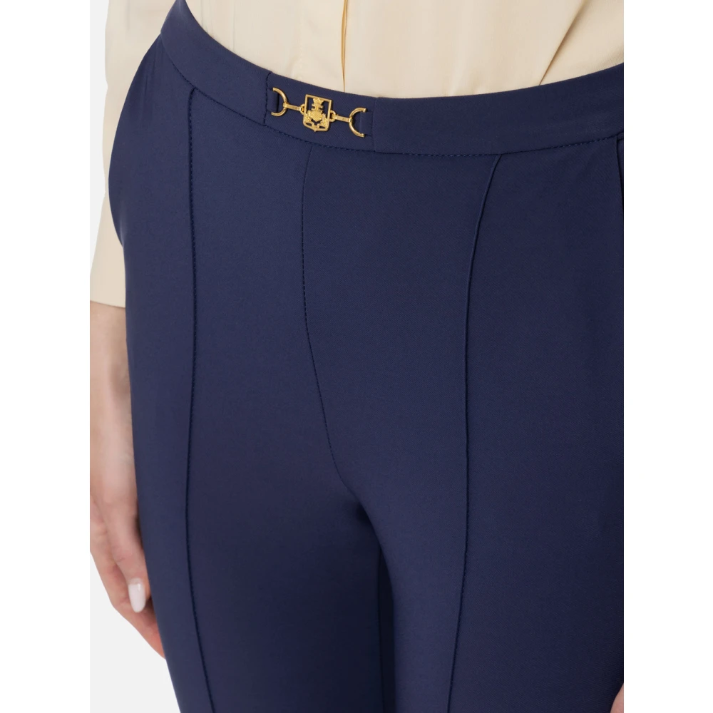 Elisabetta Franchi Blauwe Capri Broek Bi-elastische Stof Blue Dames