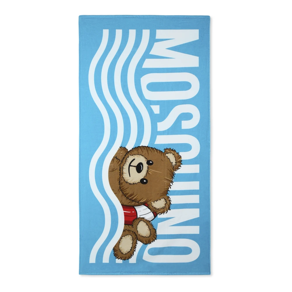 Moschino Teddybeer Logo Lichtblauwe Handdoek Blue Unisex
