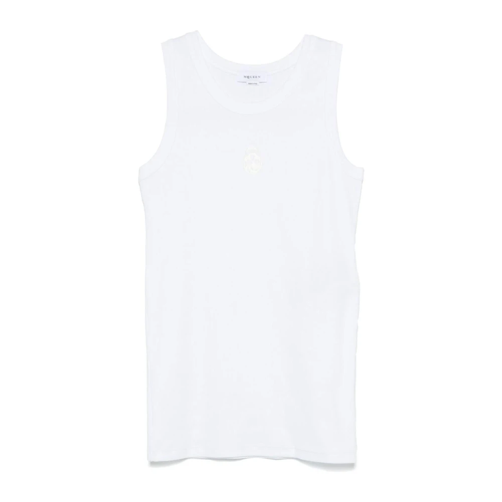 Alexander Mcqueen Men's White Logo Tank Top - Sleeveless Tops - M - Tops