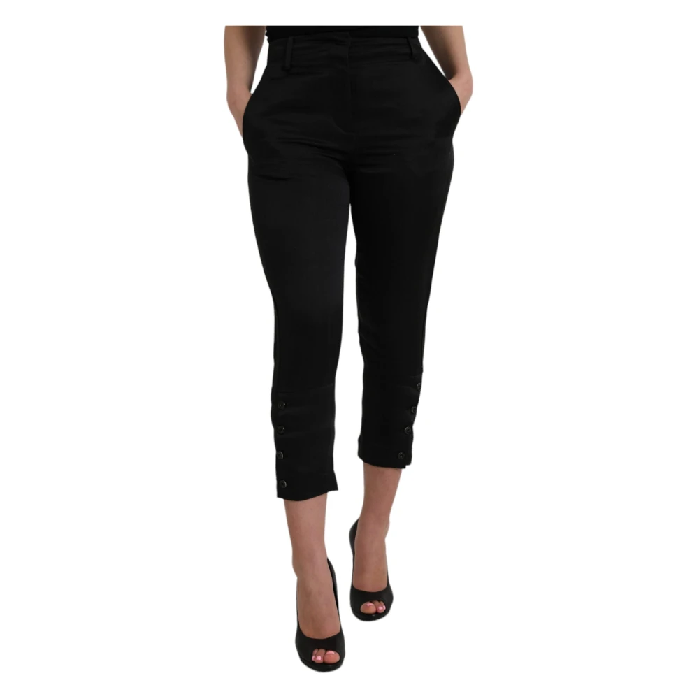 Ermanno Scervino Women's Black High Waist Capri Cropped Pants