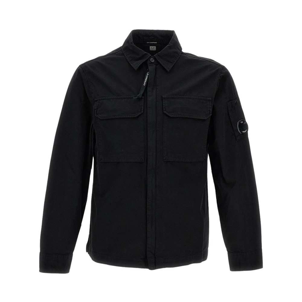 C.p. Company Men's Black Casual Shirts, S, Lens Overshirt