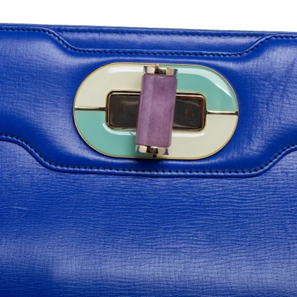 Bvlgari Vintage Pre-owned Leather handbags Blue Dames