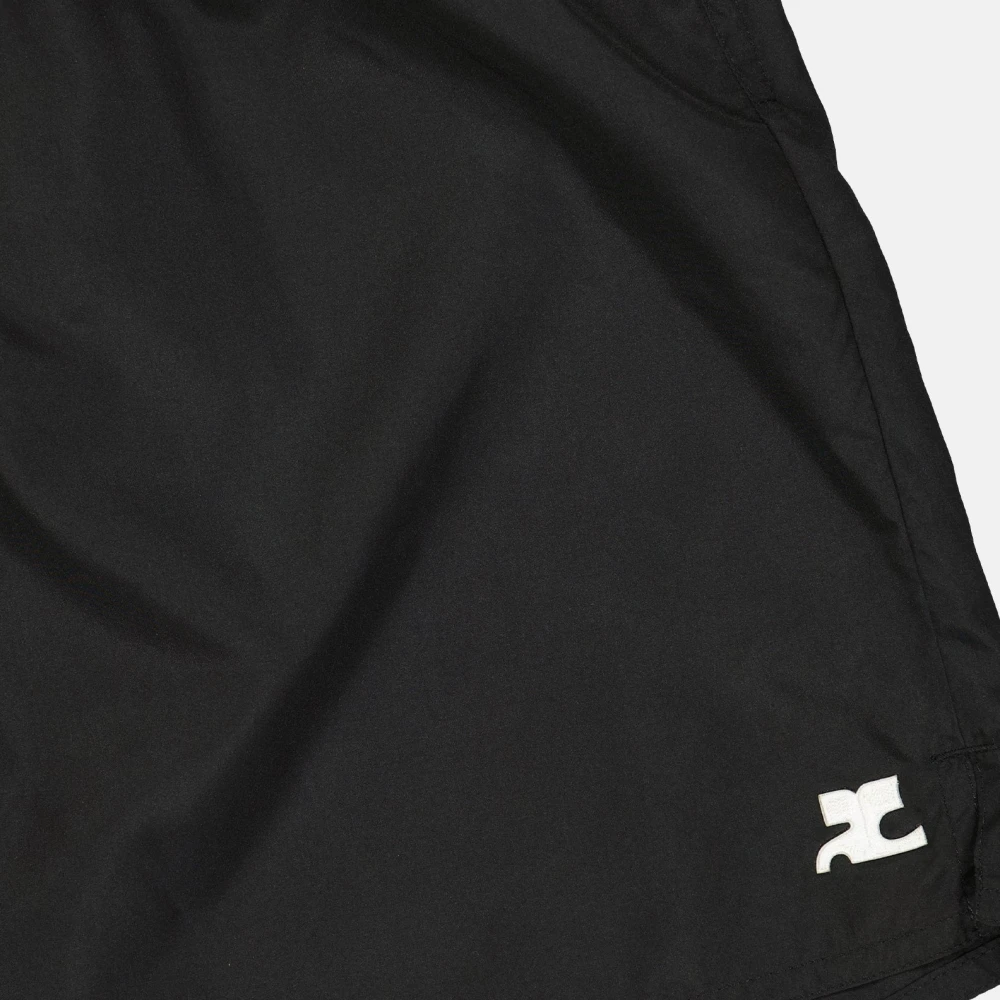 Courrèges Nylon Straight Cut Shorts met Elastische Tailleband Black Heren