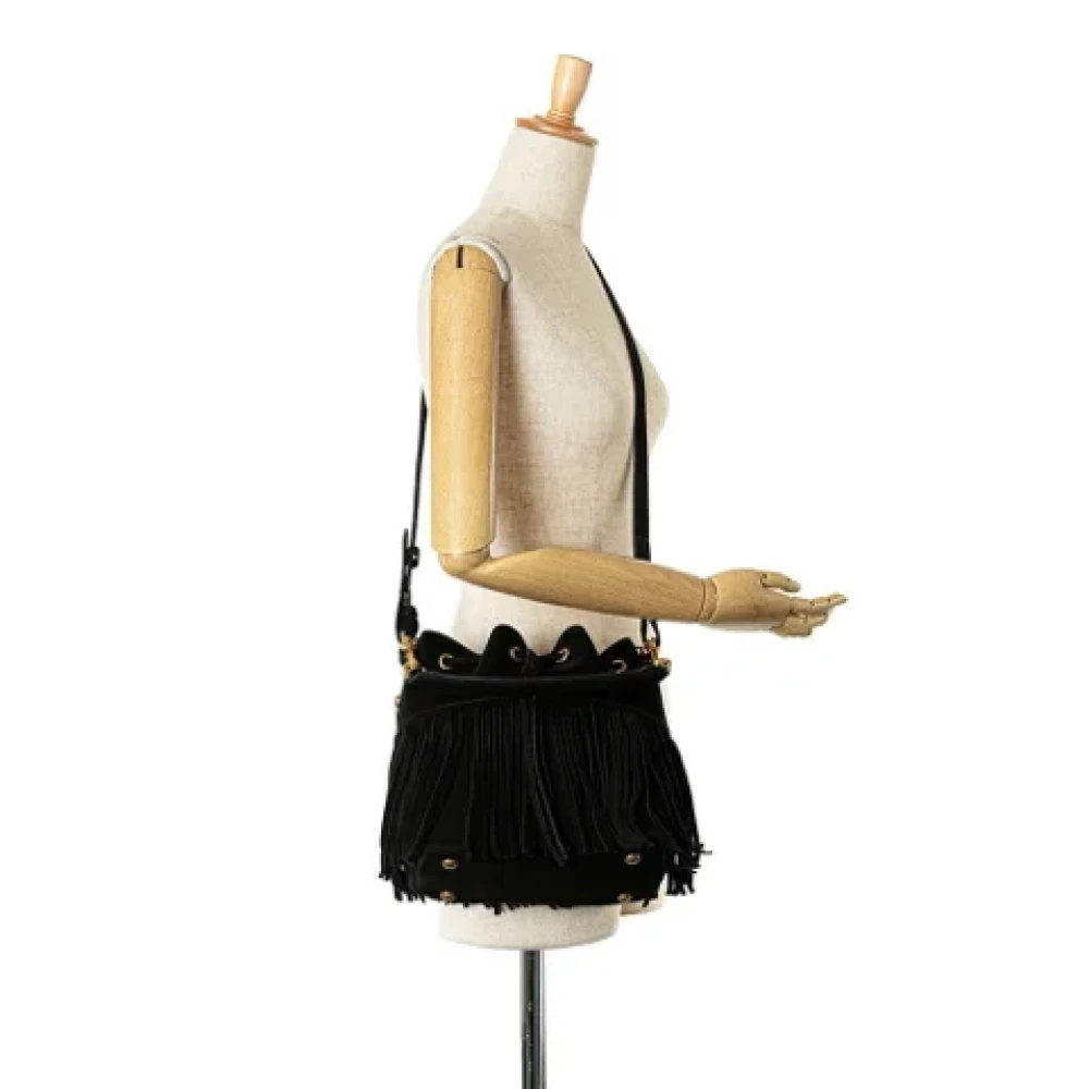 Saint Laurent Vintage Pre-owned Suede handbags Black Dames