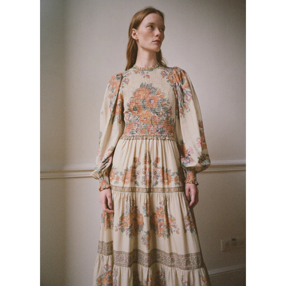Sea NY Bloemenprint jurk met pofmouwen Beige Dames