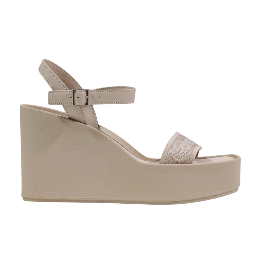 Calvin Klein Women's Beige High Wedge Sandals
