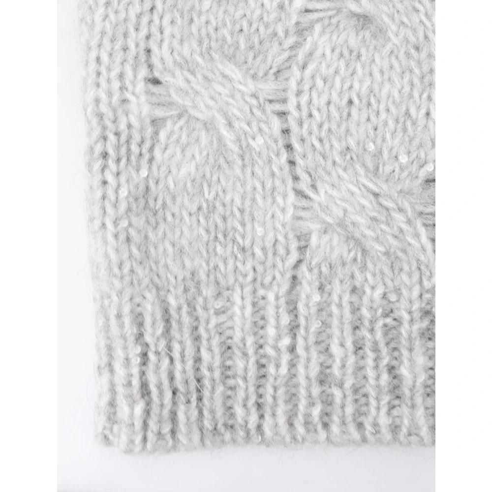 Le Tricot Perugia Elegante Gebreide Pullover met Hoge Kraag Gray Dames