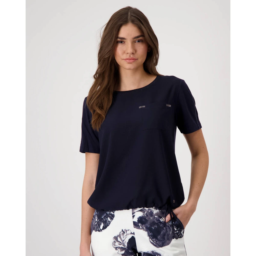 monari Korte Mouw Blouse Blue Dames