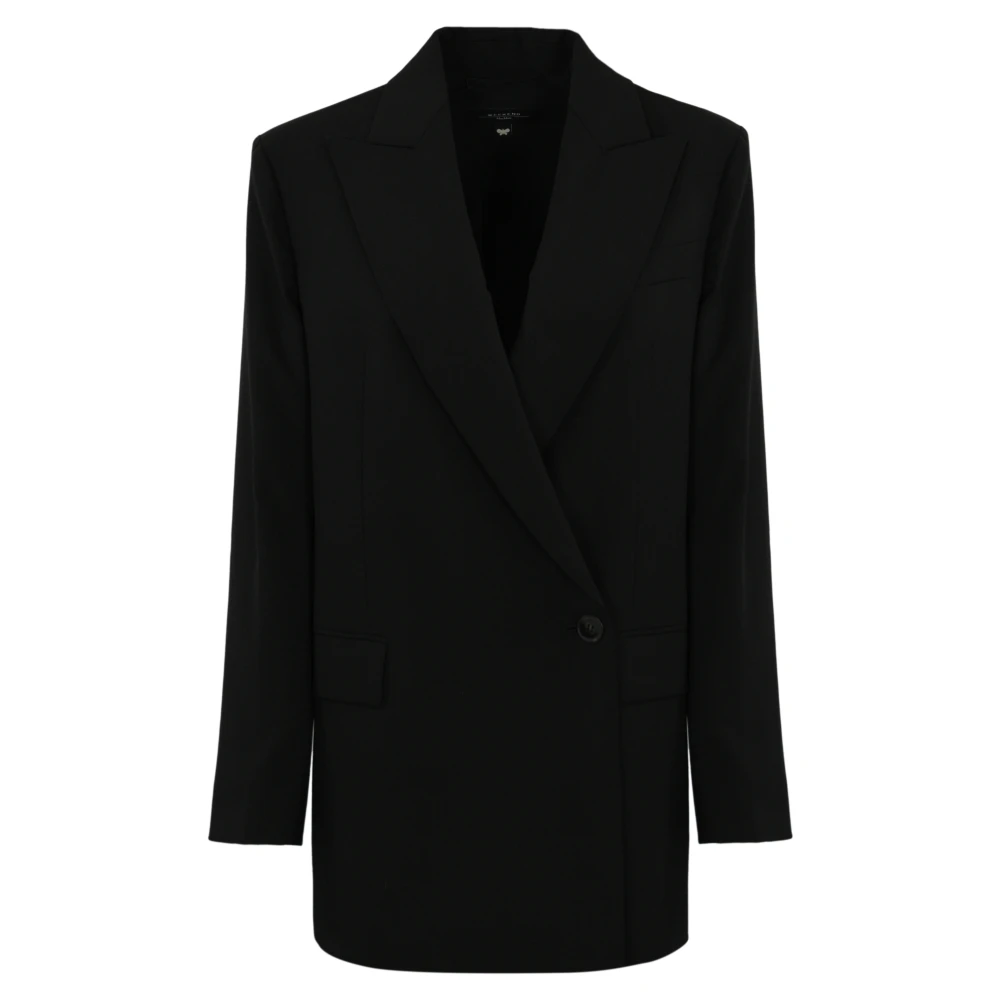 Max Mara Weekend Zwarte wollen blazer lange mouwen V-hals Black Dames