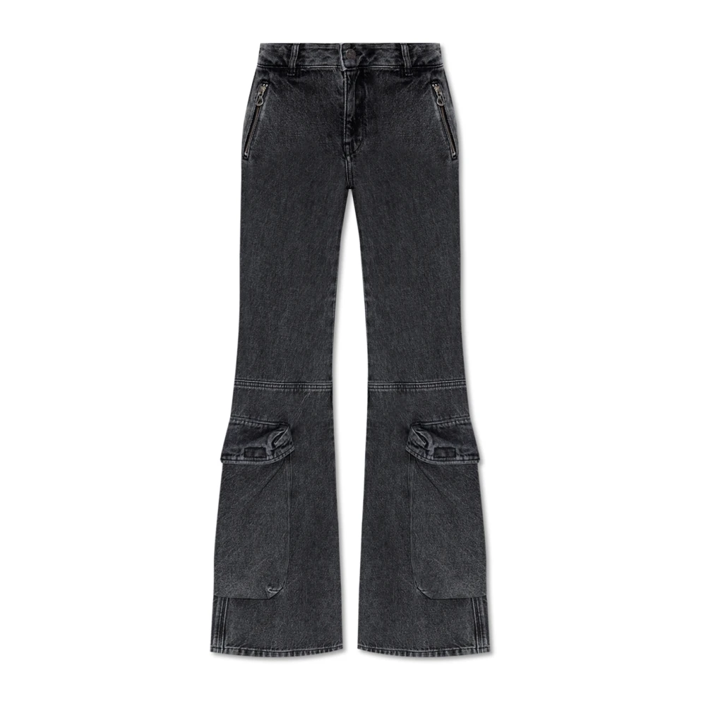 Diesel Flared Denim Jeans met ritssluiting zakken Gray Dames