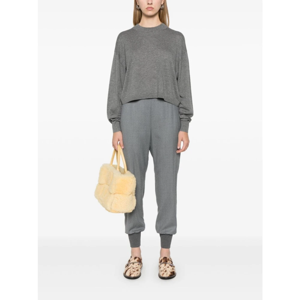 Stella Mccartney Grijze wollen broek met centrale plooien Gray Dames
