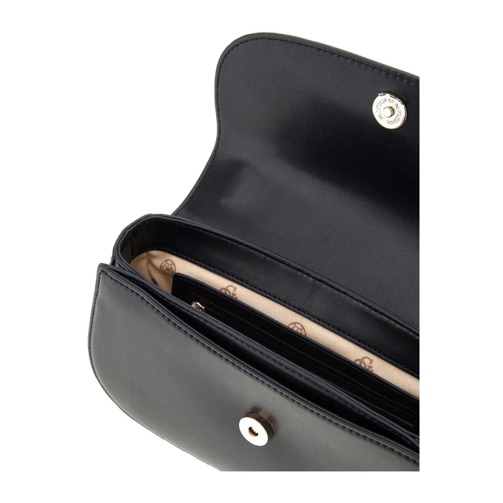 Guess Zwarte PU leren schoudertas Kettingriem Black Dames