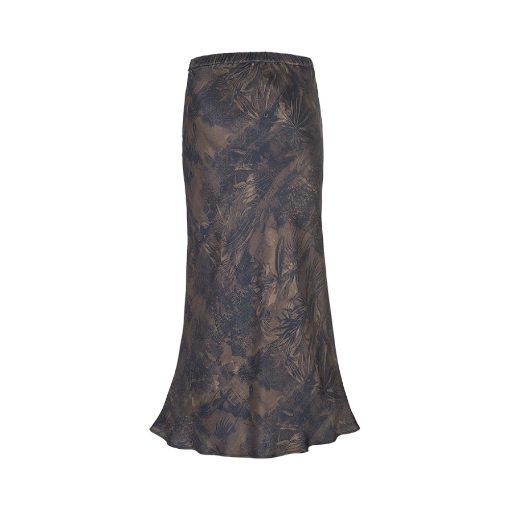 RIANI Exotische Plantenprint Midi Rok Brown Dames