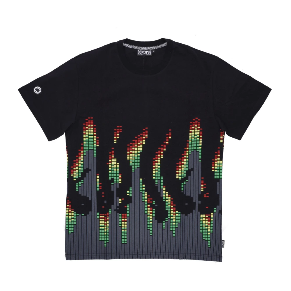 Octopus Zwarte Sound Wave Tee Heren T-shirt Black Heren