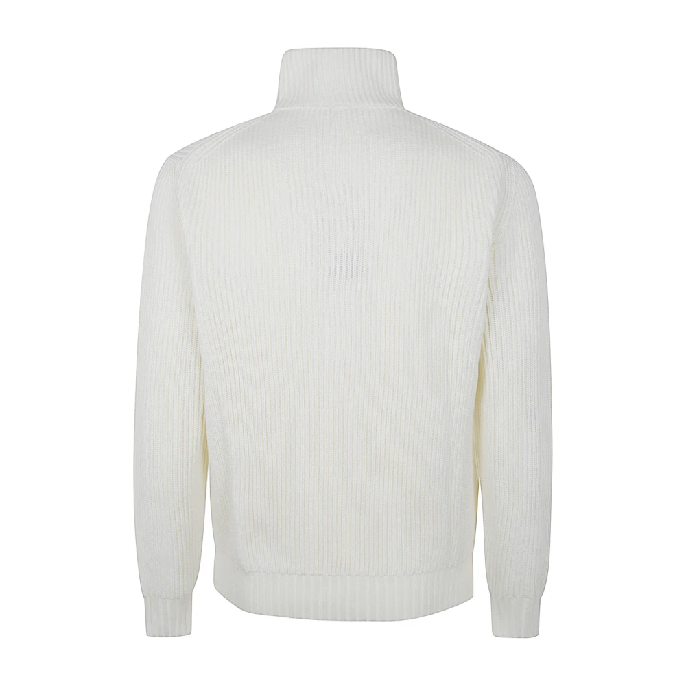 Filippo De Laurentiis Halve Rits Lange Mouw Prestatietop White Heren