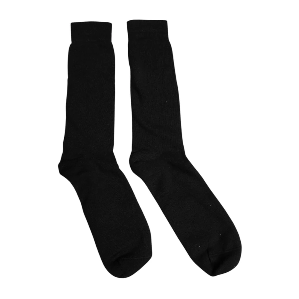 Dolce & Gabbana Men's Black Logo Detail Cotton Mid Calf Socks