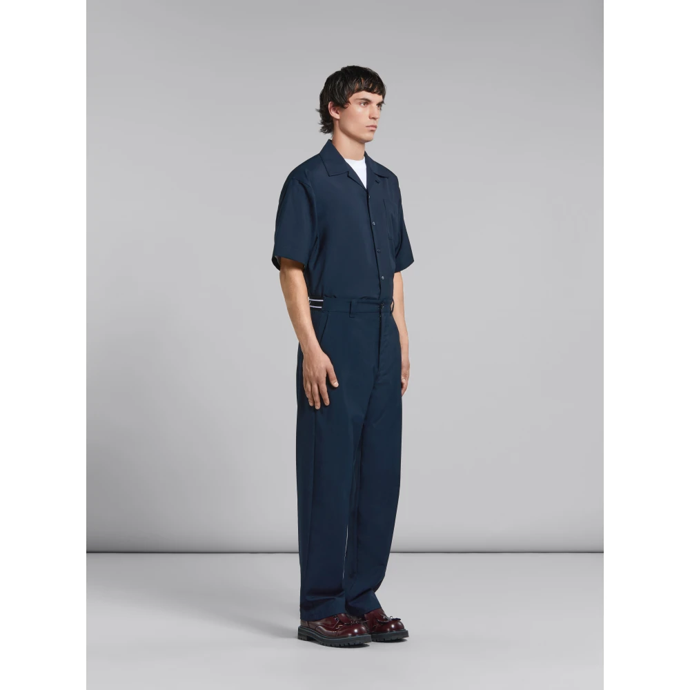 Marni Tropical wool bowling shirt Blue Heren