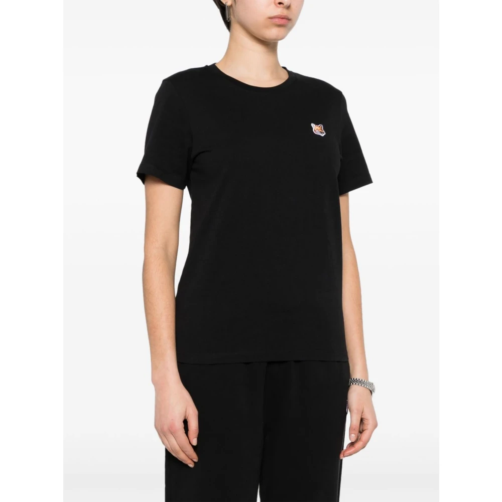 Maison Kitsuné Zwarte Fox Motif T-shirts en Polos Black Dames