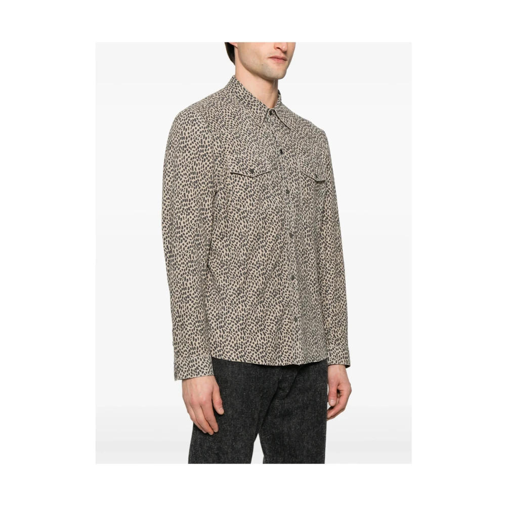 Salvatore Santoro Beige Leren Jas Klassieke Kraag Multicolor Heren