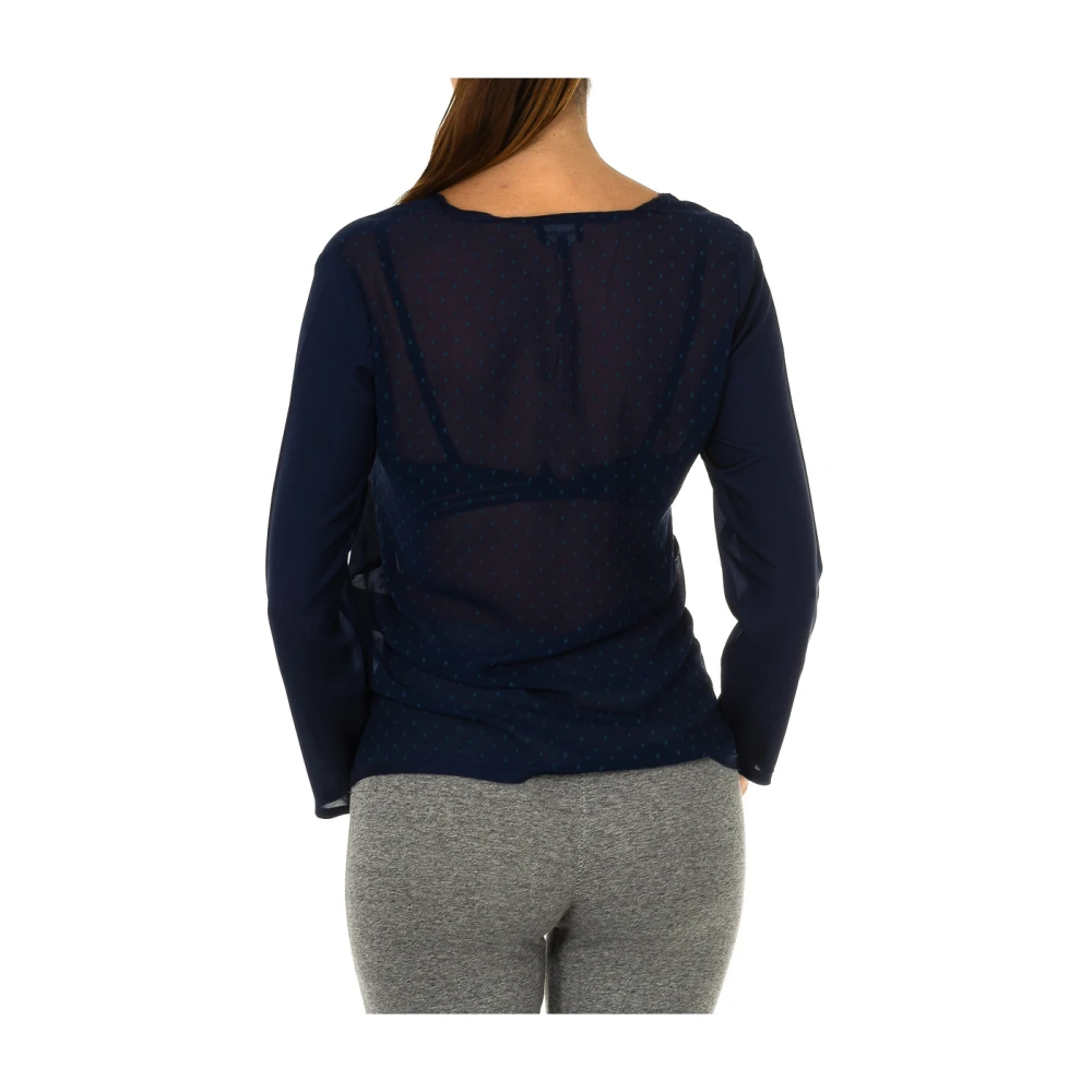 Armani Jeans Navy Blauwe Blouse met Lange Mouwen Blue Dames