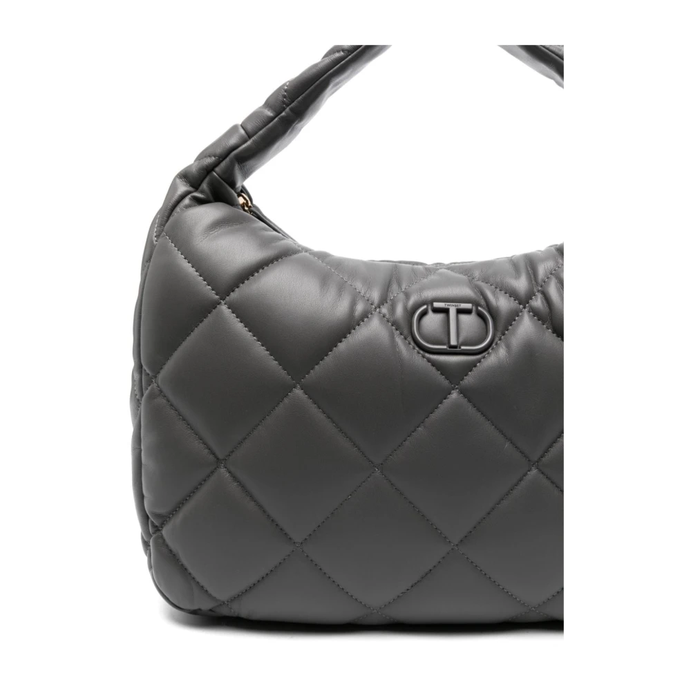 Twinset Grijze Diamantquilted Handtas Gray Dames