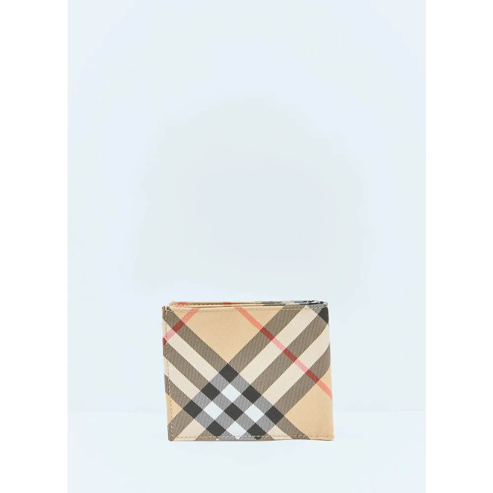 Burberry Geruite Bi-Fold Portemonnee met Logopatch Beige Unisex