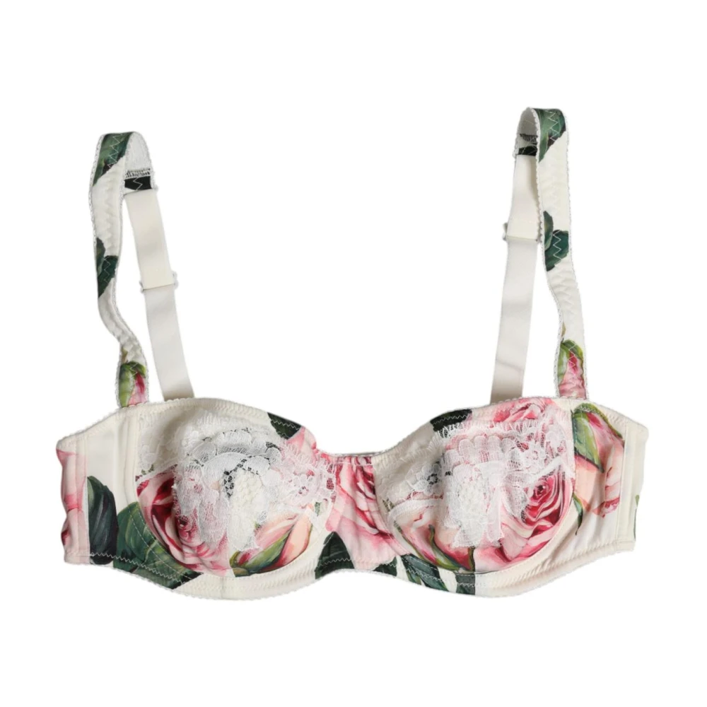 Dolce & Gabbana Women's White Floral Silk Balconette Bra