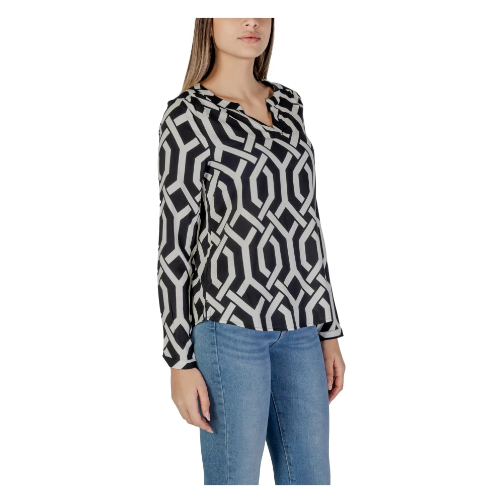 Street One Zwarte V-hals Lange Mouw Shirt Black Dames