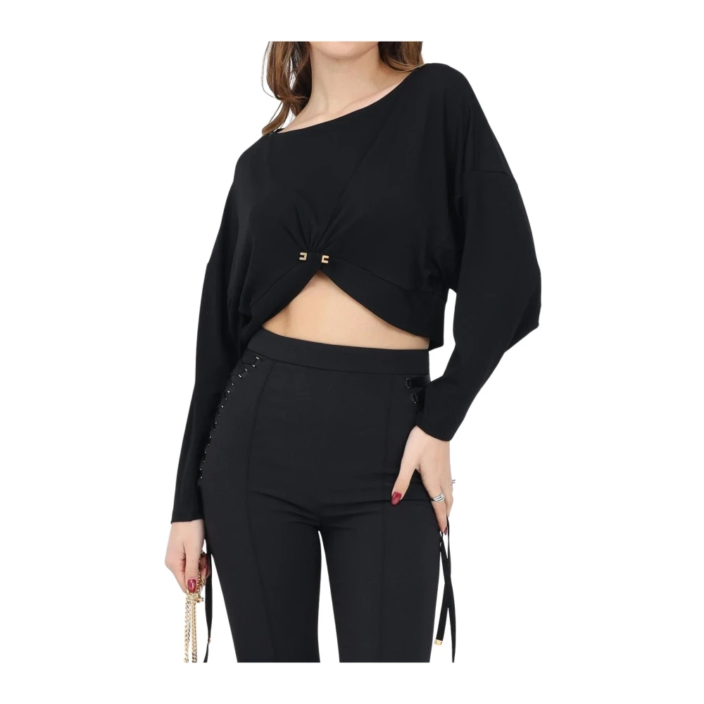 Elisabetta Franchi Zwarte T-shirts en Polos Black Dames